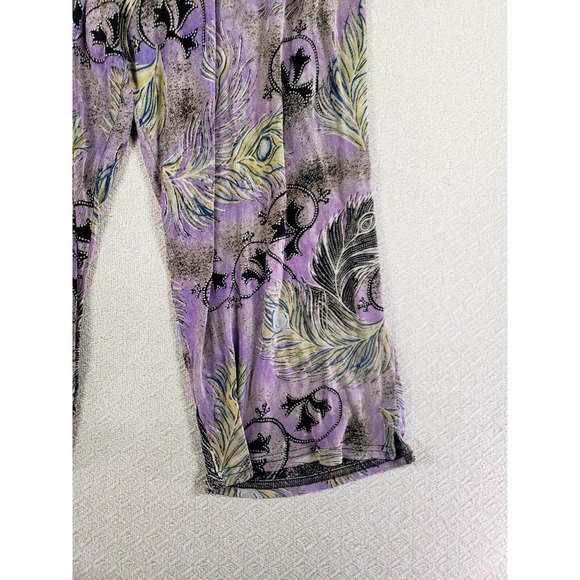 A Touch of Class Pants Women L/XL Multicolor Pleated Wide Leg Floral Slinky - Picture 3 of 9